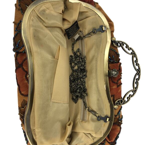 Victorian Beaded evening bag, floral bag Metal Strap Acetate, Seed Beads, Lucite - Picture 10 of 12